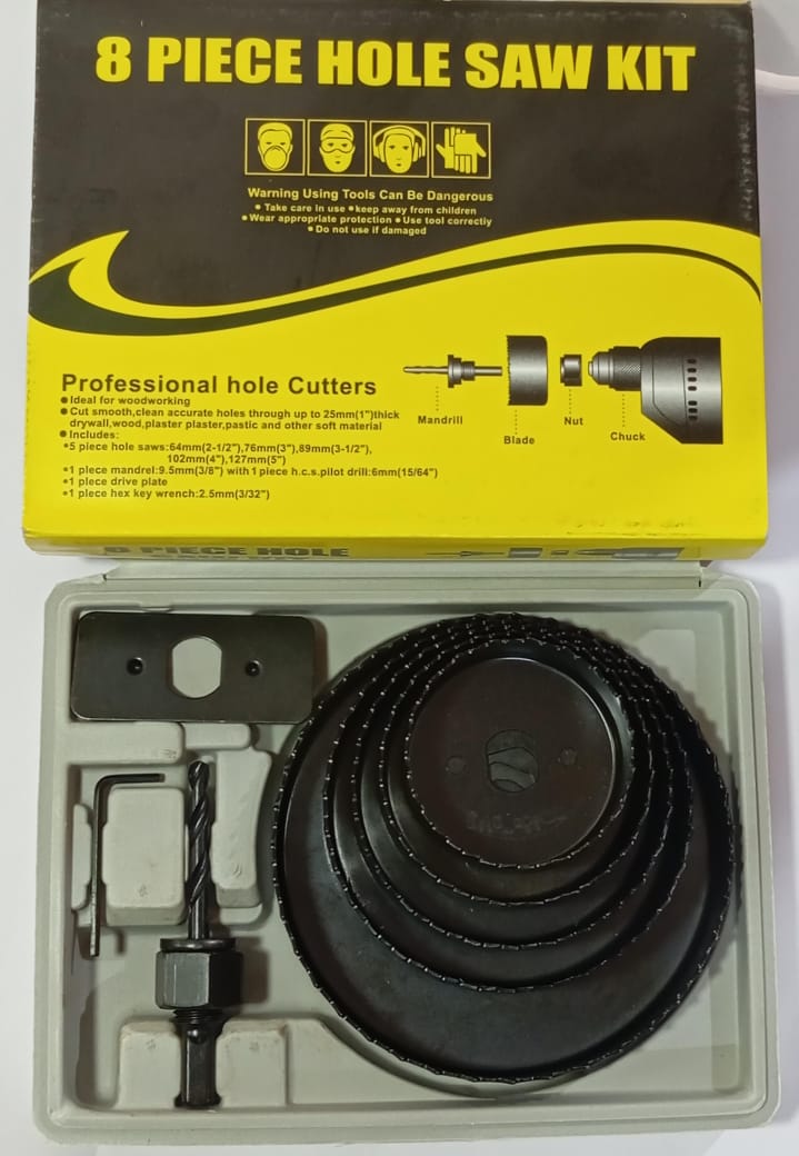 8 pcs hole saw kit