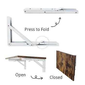 Folding Shelf Brackets Heavy Duty Stainless Steel Collapsible 8 inch