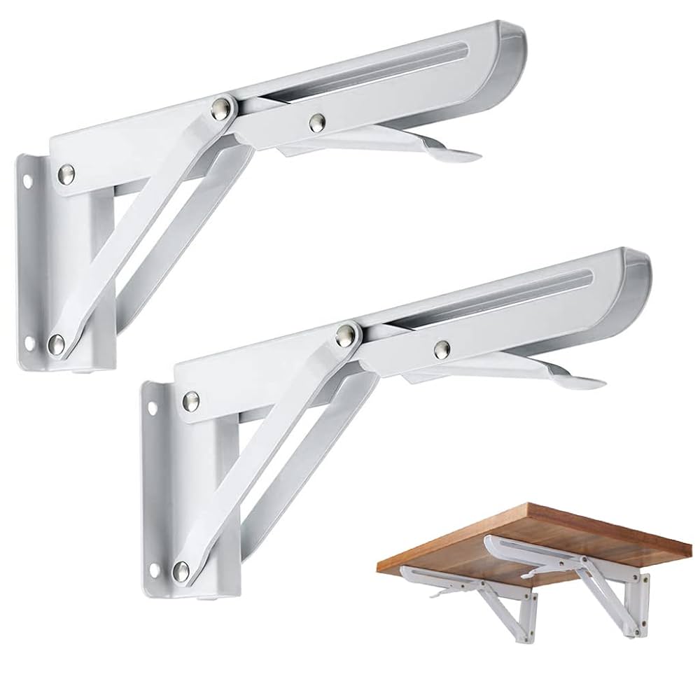 Folding Shelf Brackets Heavy Duty Stainless Steel Collapsible 8 inch