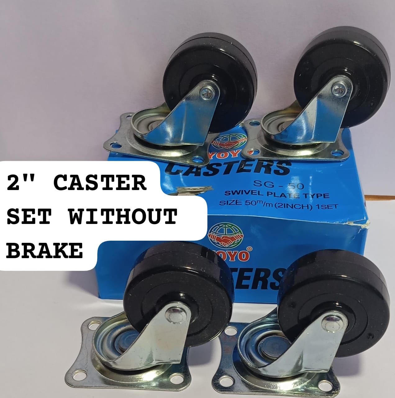 :4 Pack 2 inch Swivel Casters Wheels PVC non-brake