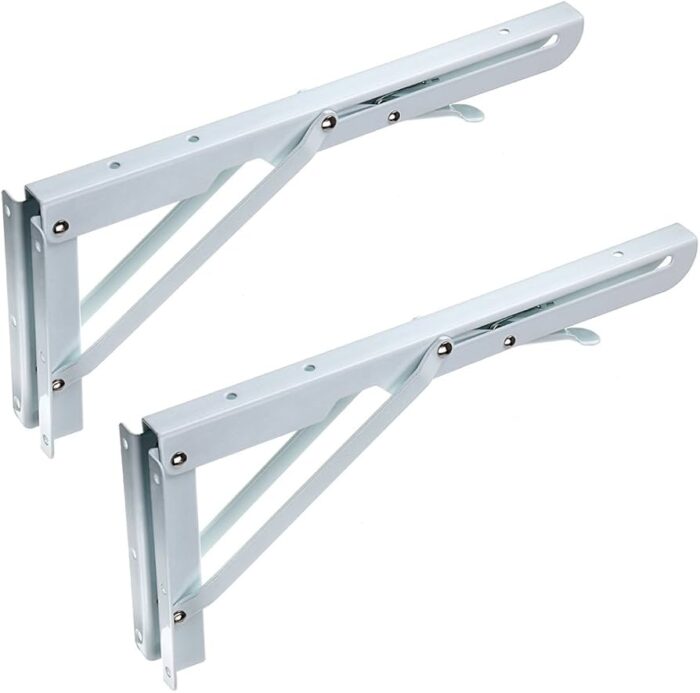 18-Inch Foldable Shelf Brackets (Pair) - Heavy Duty Wall Mounted