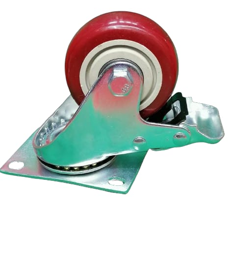3 inch heavy duty maroon castor with brake