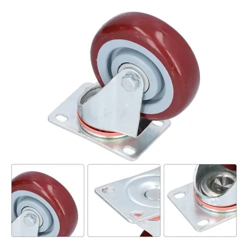 Swivel 3 inch maroon castor without brakes